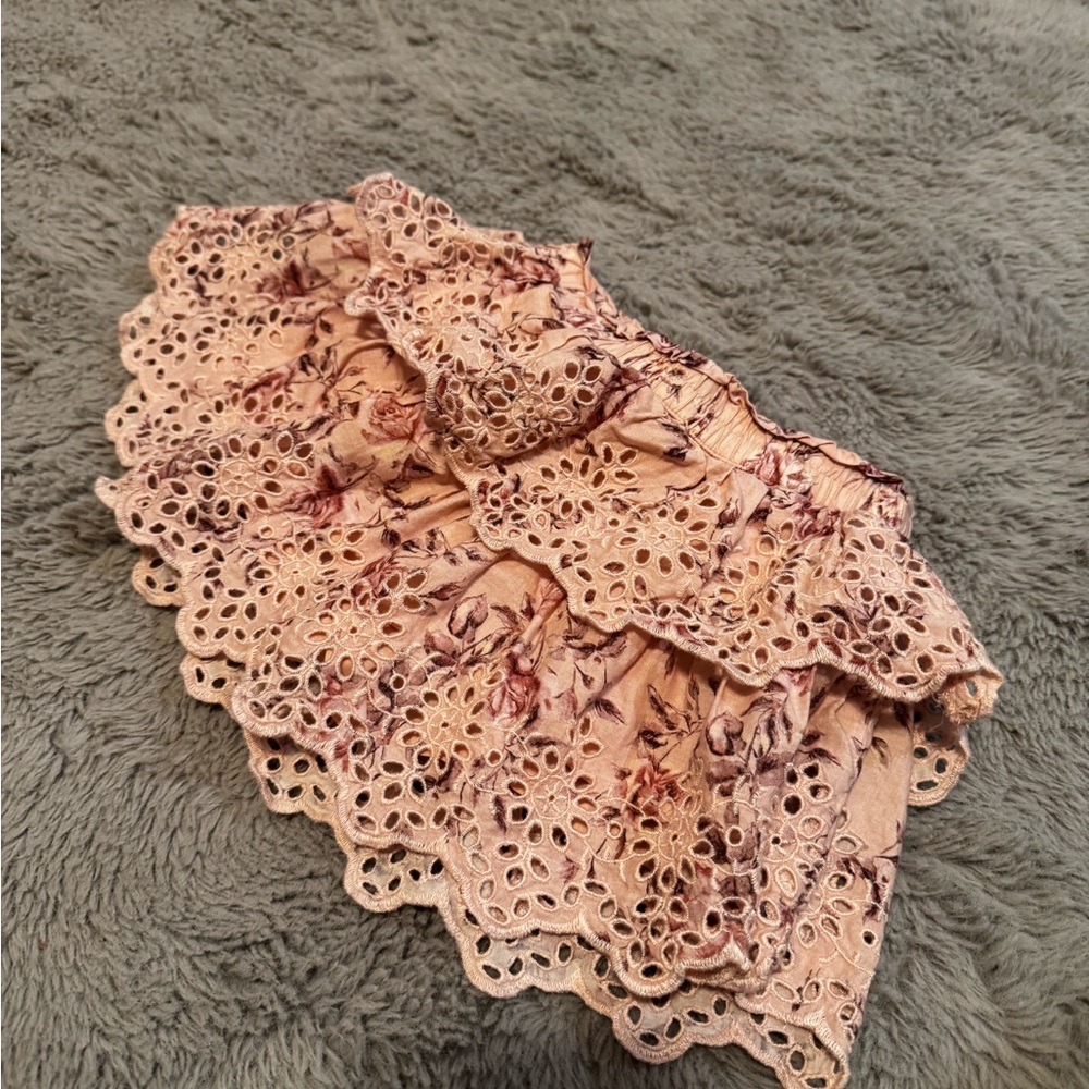 Floral Lace Ruffle Skirt